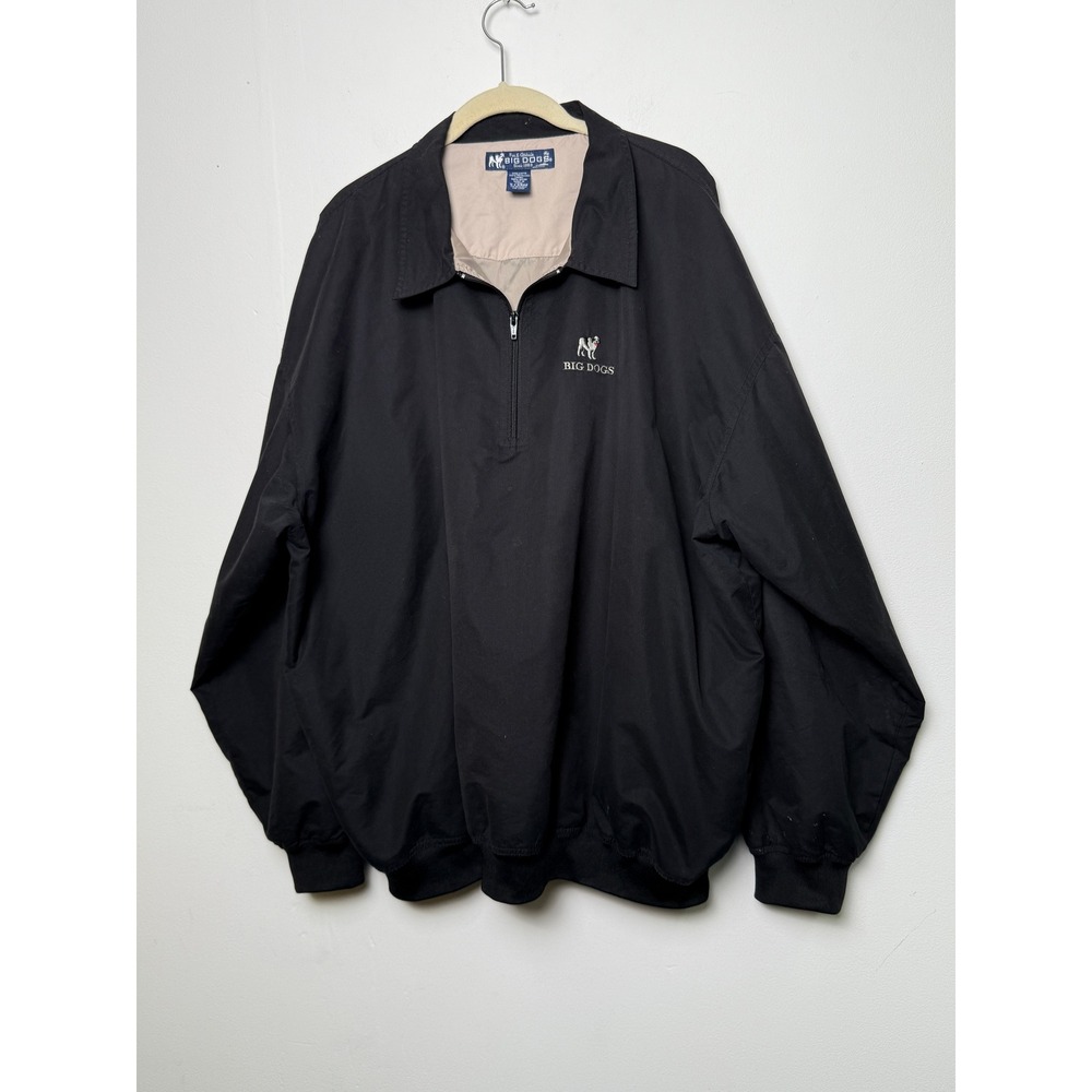 BIG DOGS Sportswear Black Half Zip Pullover Windbreaker‎ Jacket Men's XL